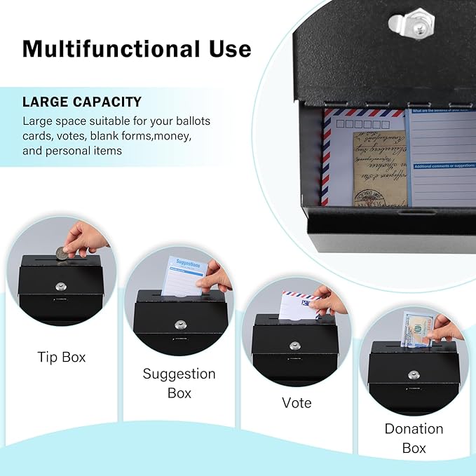 xydled Suggestion Box with Lock Wall Mountable Metal - Image 4
