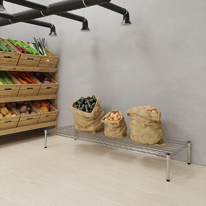 21''W x 60''L x 8''H Chrome Plated Wire Dunnage Rack | Off The Floor Storage - Image 2