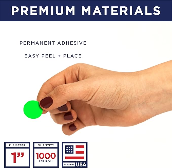Fluorescent Green 1-Inch Circle Dot Stickers – 1, 000 Round Strong Adhesive - Image 2