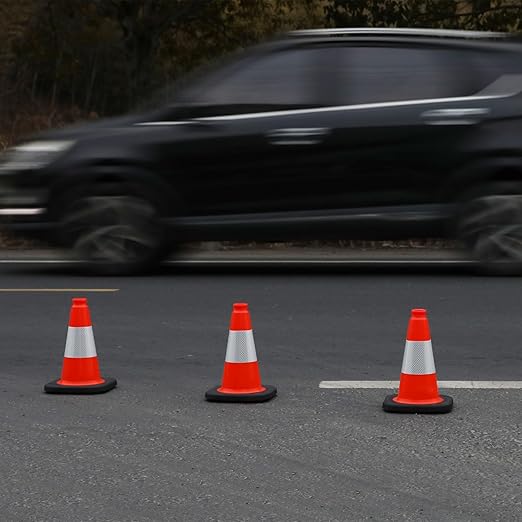 Fluorescent Orange/Green PVC Traffic Cones, Heavy Black Base Parking Lot Cone - Image 6