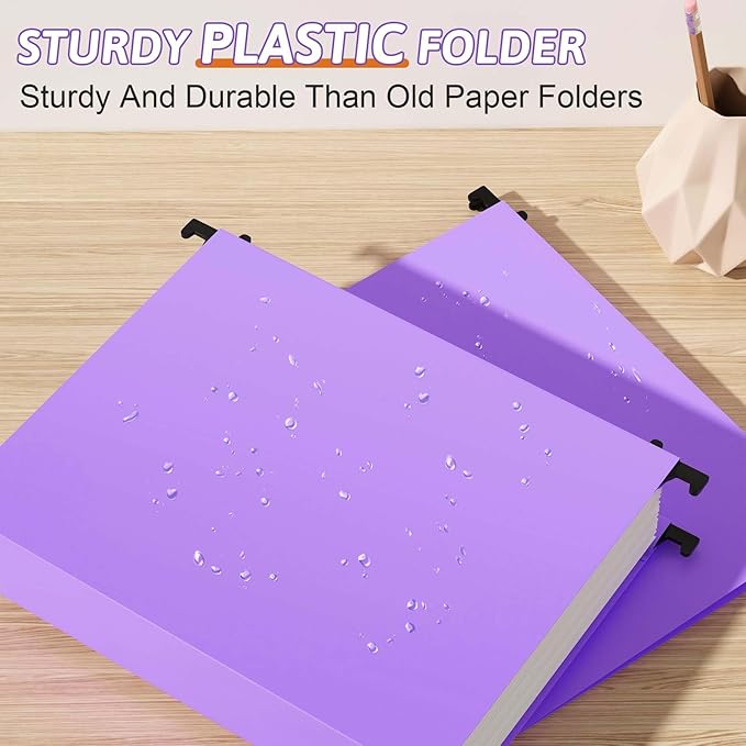 Extra Capacity Plastic Hanging File Folder Letter Size, 12 Pack Reinforced Hang - Image 2