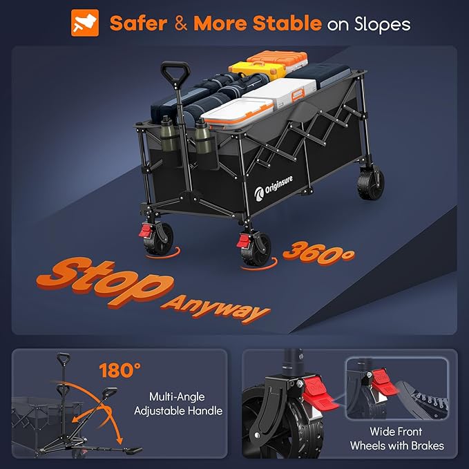 220L Collapsible Wagon Cart Foldable, Utility Carts - Image 9