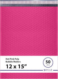 Hot Pink Large Poly Bubble Mailers 12x15 inch | Self Seal Padded Envelopes by BAYLUE