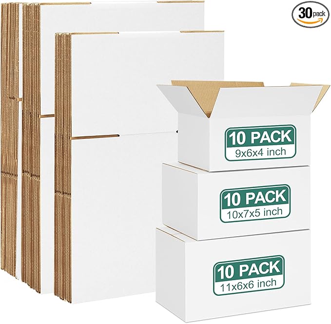 Eupako 30 Pack Small Shipping Boxes Assorted Sizes, Cardboard Boxes by Eupako