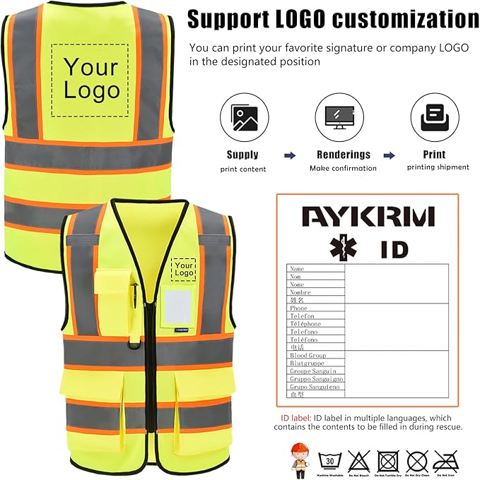AYKRM 11 color High Vis Reflective Safety Vest - Image 3
