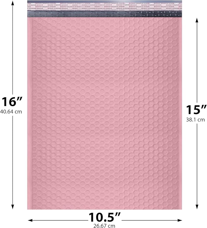 Light Pink 10.5x16 Inch Large Poly Bubble Mailers #5 | Padded Envelopes - Image 2