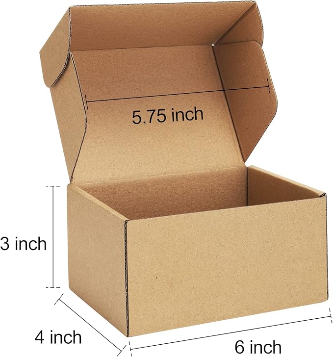 Shipping Boxes 6x4x3 inches Small Mailing Boxes 25 Pack Brown Cardboard - Image 2