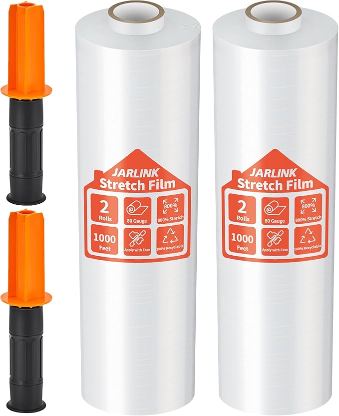 JARLINK Stretch Film, 80 Gauge, 15 Inch x 1000 Feet Shrink Wrap by JARLINK