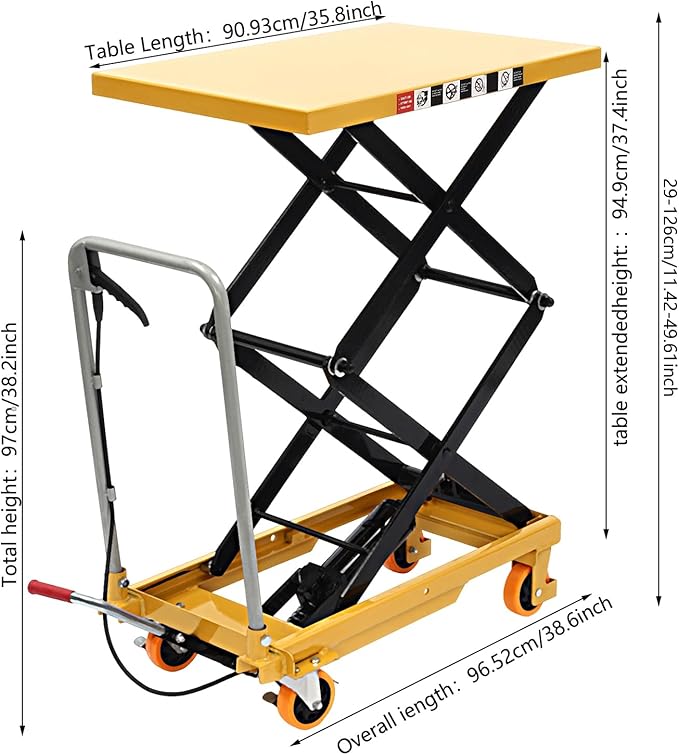 Hydraulic Lift Cart, Double Scissor Design - Image 3