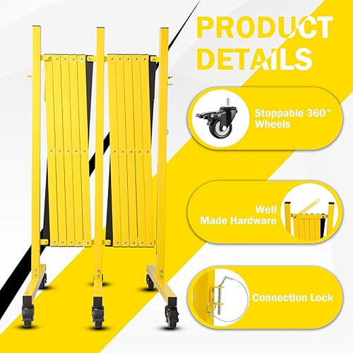 17FT Traffic Barricade with Casters, Metal Expandable Barricade, Folding - Image 2
