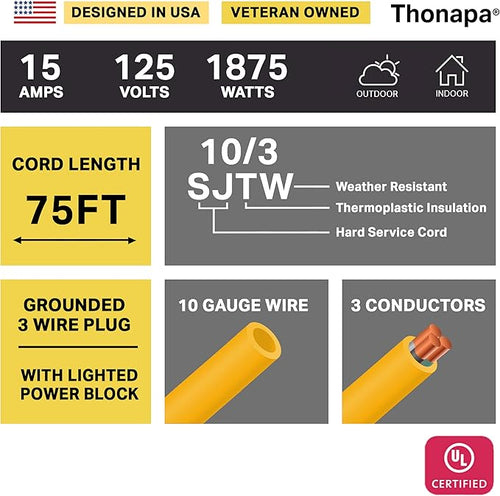 10 Gauge Outdoor Extension Cord 75 ft - Image 2