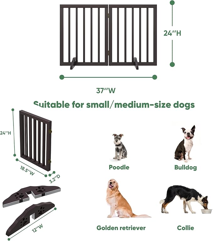 Brown Freestanding Foldable Pet Gate - Image 2