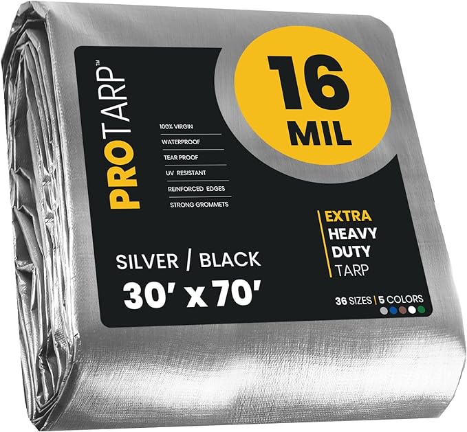 PROTARP Extra Heavy Duty 16 Mil Tarp Cover, Waterproof, UV Resistant, Rip and by Protarp