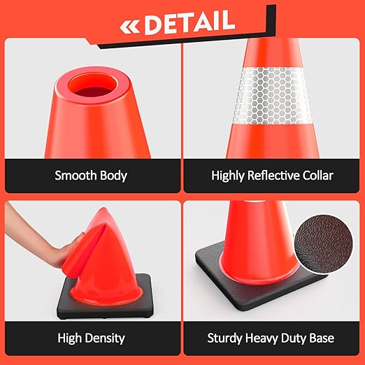 RoadHero 4 Pack Traffic Safety Cones 18 Inch - Image 6