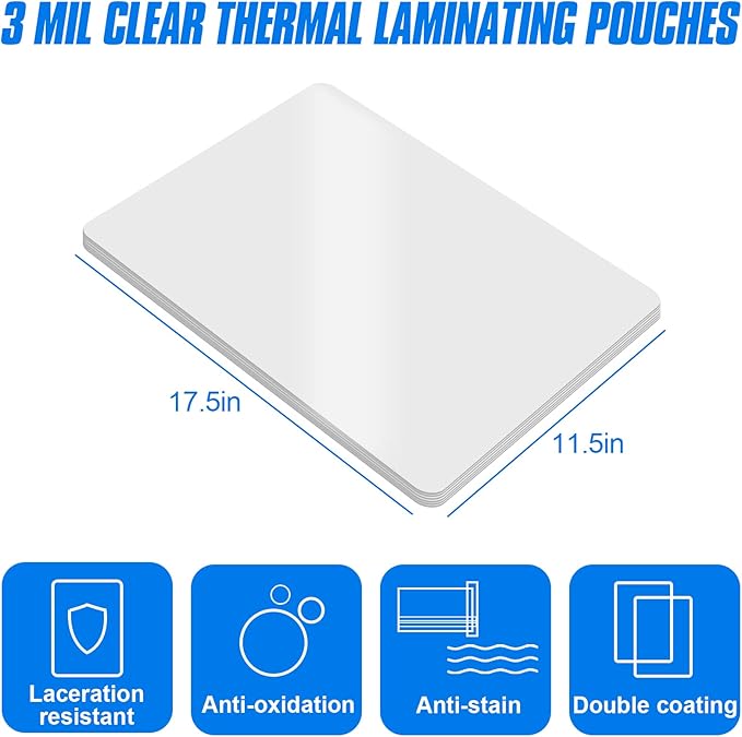 HERKKA 100 Pack Laminating Sheets, Hold 11 x 17 Inch Sheet, 3 Mil Clear Thermal - Image 2