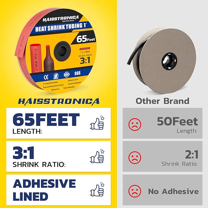 haisstronica 3:1 Heat Shrink Tubing, Shrink Ratio Adhesive Lined Marine Grade - Image 2