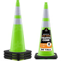 Xpose Safety 36” Lime Green Traffic Cone Dual 6" & 4" Reflective Collar – 4 by XposeSafety