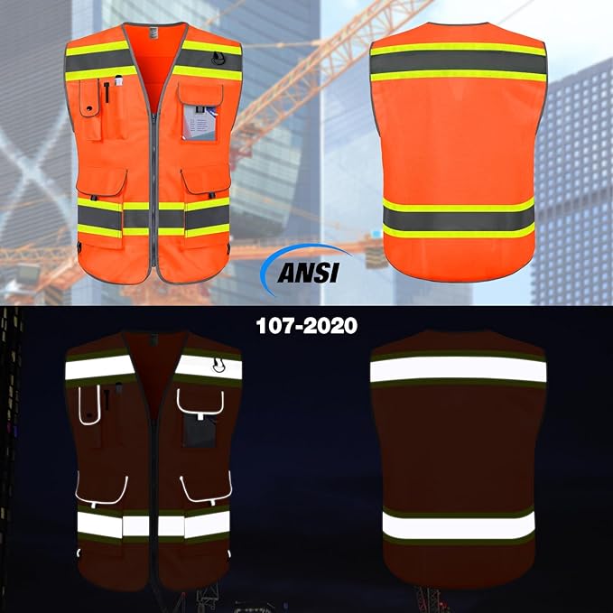 TCCFCCT Safety Vest for Men Women 9 Pockets High Visibility Vest - Image 2