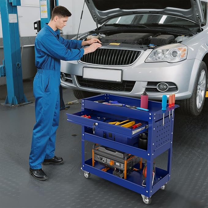 3 Tier Rolling Tool Cart on Wheels, 450 LBS Capacity Tool Cart - Image 8