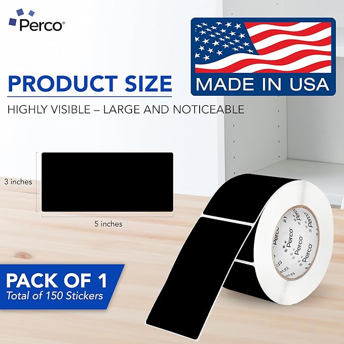 Perco Black 3x5 Inch Perforated Sticker Labels — 150 Stickers Per Roll — - Image 2