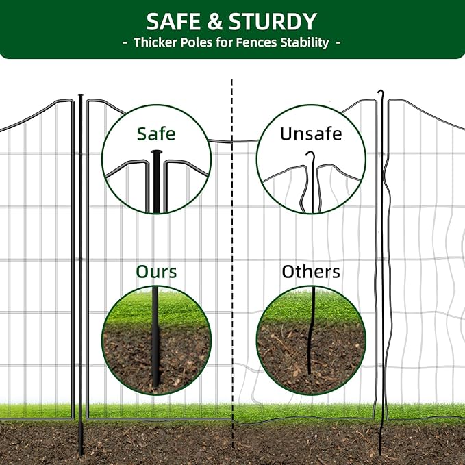 12 Panels No Dig Decorative Garden Fence, 33 in X 27 ft Garden Fencing Animal - Image 3