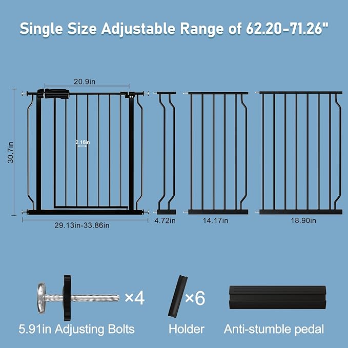 ALLAIBB Extra Wide Pressure Mount Baby Gate Auto Close Black Metal Child Dog - Image 4