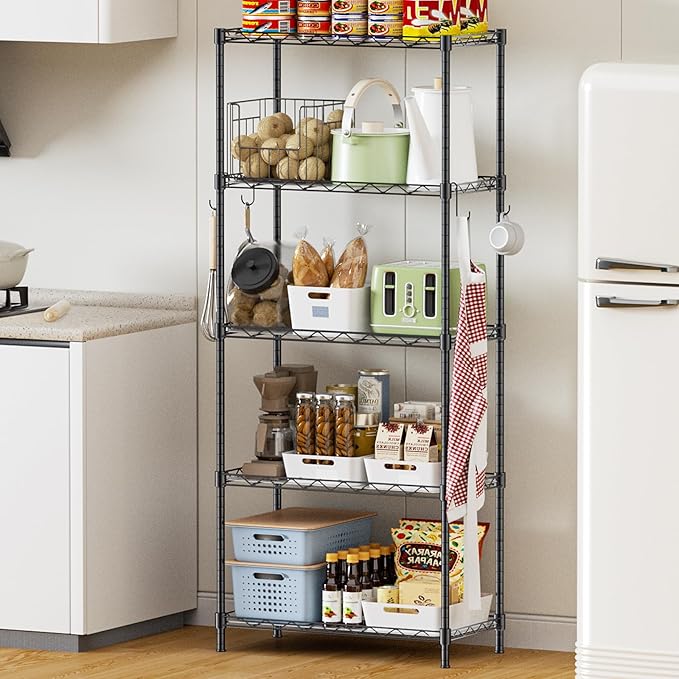 Storage Shelves, 21.3" W x 11.8" D x 58.5" H Wire Shelving Unit Loads 550LBS - Image 2