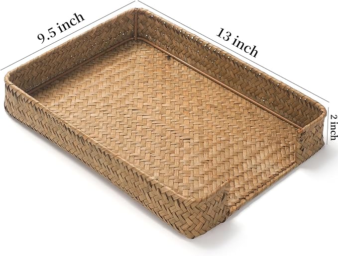 Seagrass Letter Tray, Woven Desk Tray, Wicker Desktop Basket Organizer - Image 7