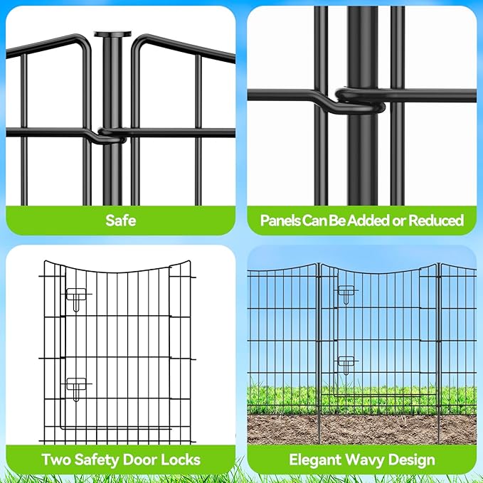 INJOPEXI Garden Fence 12 Panels 23.6ft×30in Decorative Metal Fences - Image 6