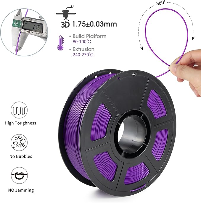 iSANMATE ASA Filament 1.75mm Purple 1KG, UV & Weather Resistant 3D Printer - Image 2