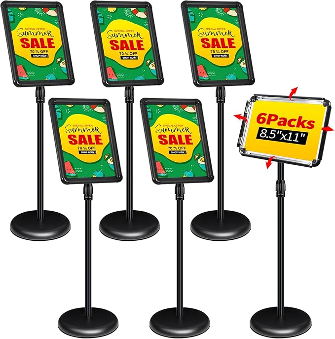 6Packs Adjustable Pedestal Sign Holder Stand 8.5''x11'', Floor Standing Poster by INNOVSIGN