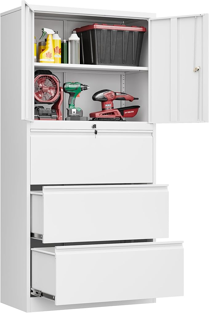 3 Drawers Metal Lateral File Cabinet by Fesbos