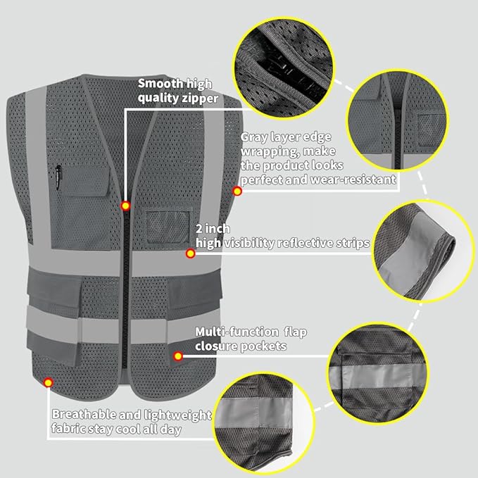 HYCOPROT High Visibility Mesh Safety Reflective Vest - Image 3