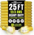 25ft Outdoor/Indoor Extension Cord 12/3 Gauge Extra Heavy Duty 3 Prong SJTW by LifeSupplyUSA