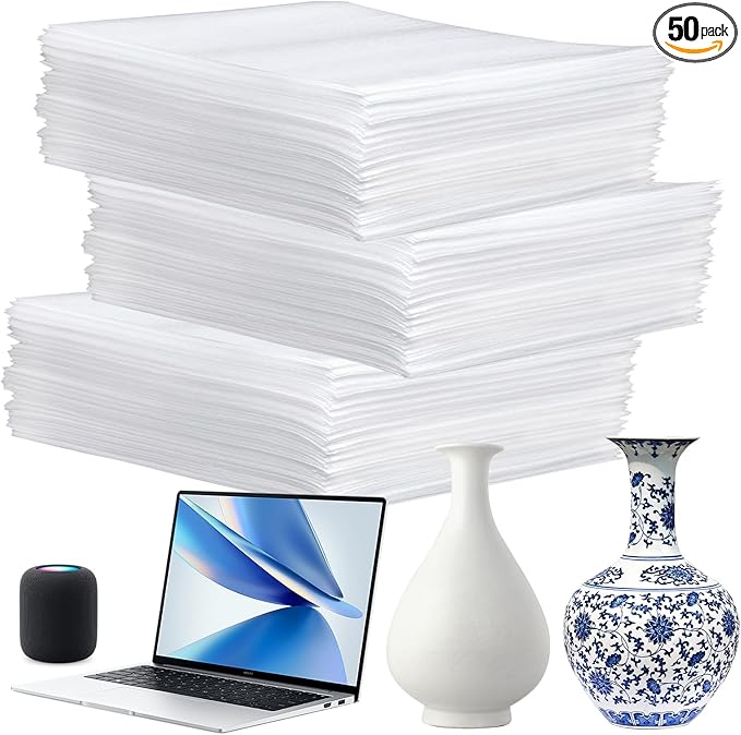 50 Pack 16'' x 20'' Large Cushion Foam Pouches, Foam Wrap Pouches by High-PQ