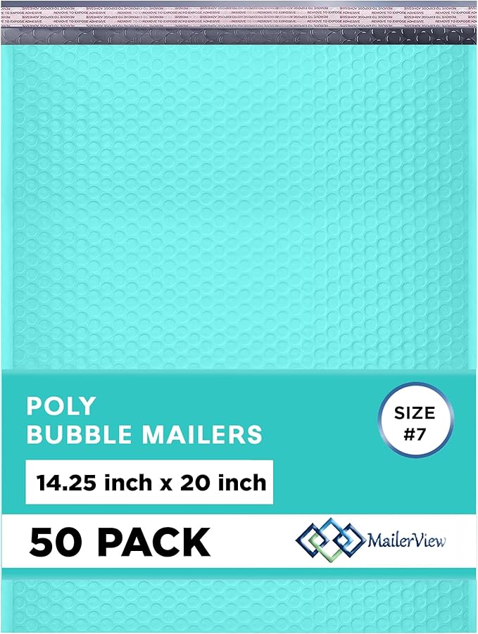 Teal Extra Large Poly Bubble Mailers 14.25x20 inch #7 | Self Seal Large Padded by MAILERVIEW
