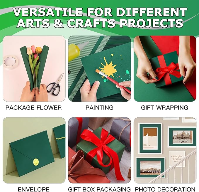 Vanhench 36" x 2400" Green Wrapping Paper Roll, Kraft Paper Roll - Image 5