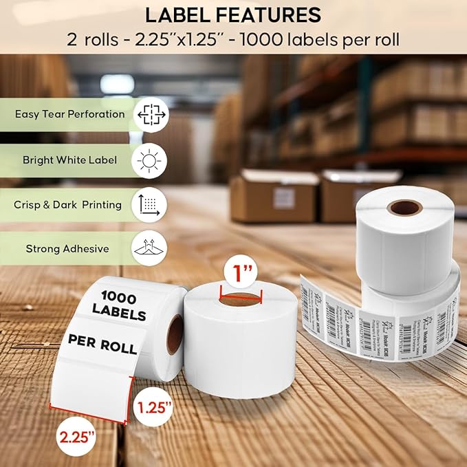 Arkscan 2 Rolls of 2.25 x 1.25 Direct Thermal Labels, Compatible - Image 2