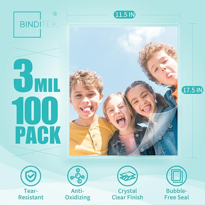 Binditek 100 Pack 3 Mil Thermal Laminating Pouches, 11.5x17.5 Inches Laminating - Image 2