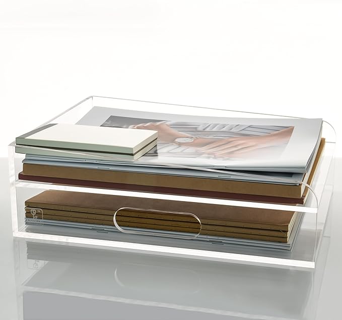 2-Tier Clear Acrylic Paper Trays, Desk File Organizer, A4 Paper Holder - Image 4