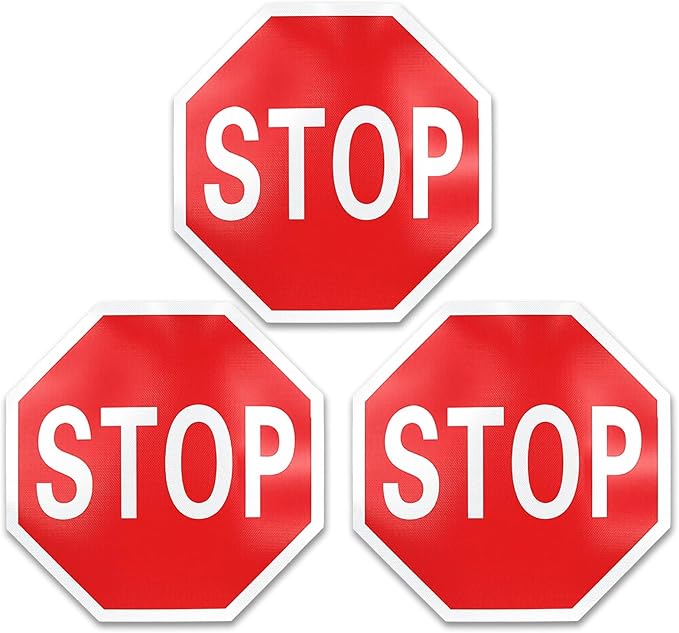 3 Pack Large Stop Signs, 30 x 30 Inches Street Road Sign, UV Protected and by Noliven