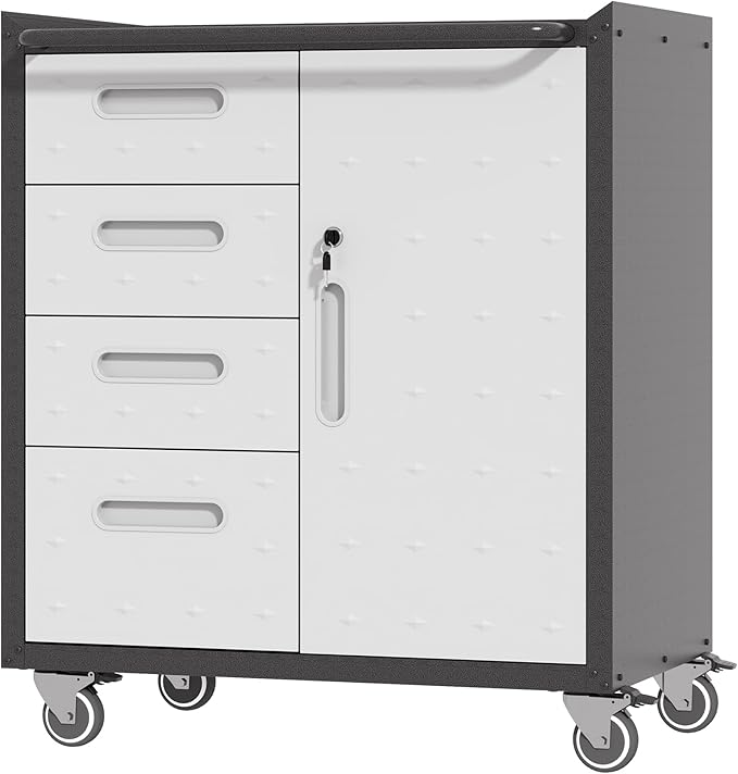 Metal Garage Storage Cabinet on Wheels, Lockable Rolling Tool Cabinet - Image 7