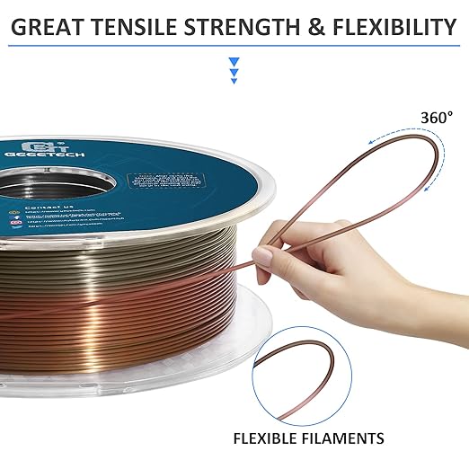 Geeetech Metal-Like Shiny Silk Bronze Rainbow 3D Printer PLA Filament, Shine - Image 6