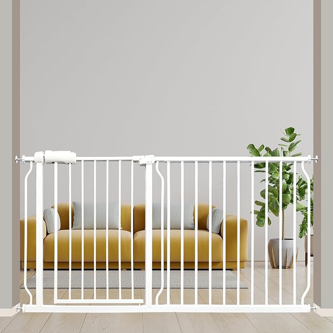 Extra Wide Baby Gates 57.5-62 Inch, Large Metal Safety Gate by SmartDesignBigProtection