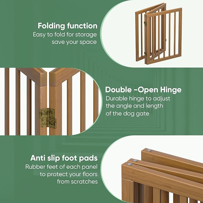 Freestanding Dog Gates for Doorways, Foldable Dog Gate Indoor, Pet Gates for - Image 3