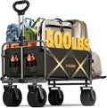 Collapsible Wagon Cart with Removable Tabletop, 500LBS Folding Wagons with by IKURAMR