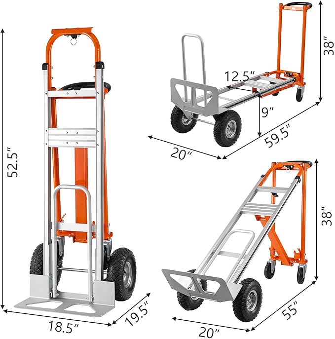 3in1 Convertible Hand Truck, Aluminum Hand Trucks 880 lb Capacity, Utility - Image 3