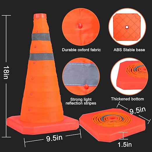 18 Inch Collapsible Traffic Safety Cones - Image 6