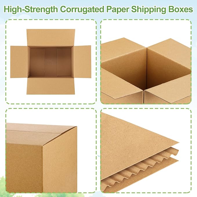 Famagic Small Shipping Boxes 6x6x6 Inch 10 Pack Brown Box Corrugated Cardboard - Image 4
