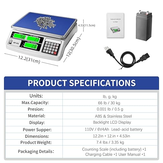 MEIYA Industrial Counting Scale, 30kg/0.5g Digital Coin Scale - Image 8